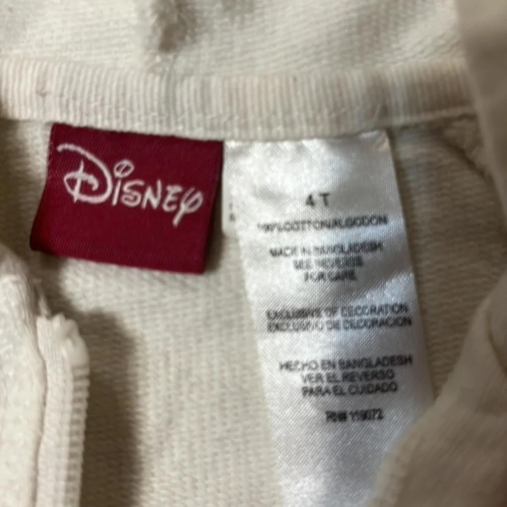 Disney short sleeve hoodie, white. Sz 4T
